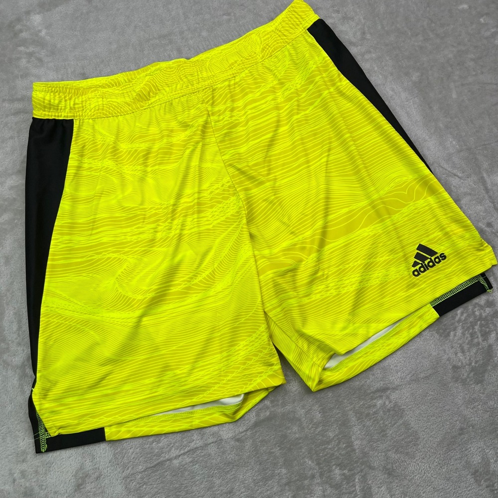 Adidas Condivo 21 Shorts Mens XL Neon Yellow Black Graphic Primeblue Soccer